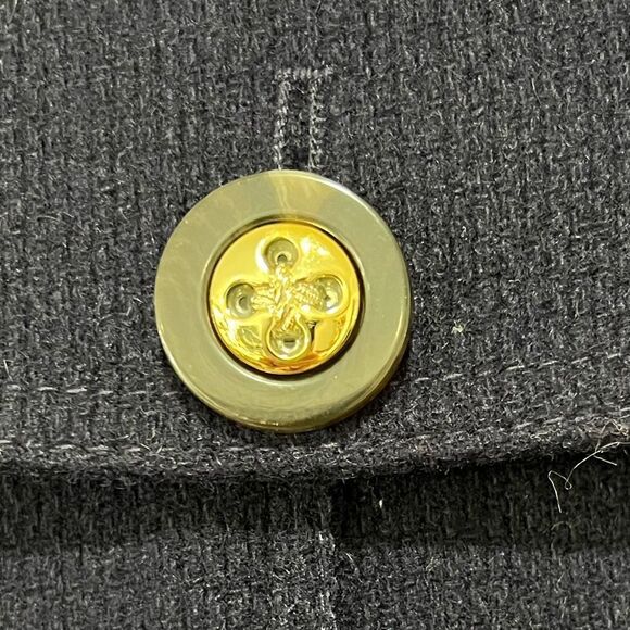 Eliza J Wool-Blend Coat - Navy, Size XS, Belted, Gold Buttons, Leopard Lining - Picture 12 of 13